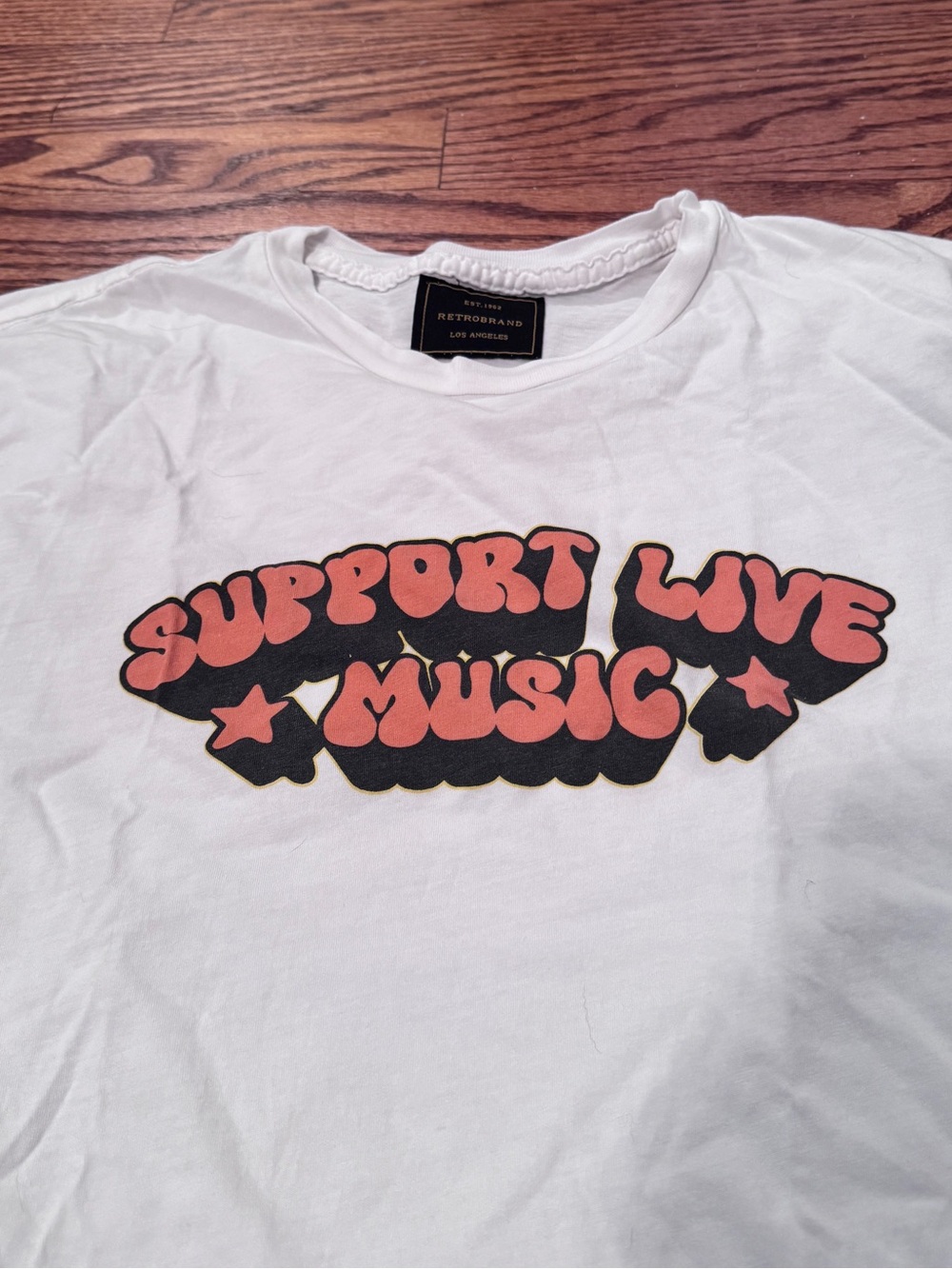 NWOT Retro Brand "Support Live Music" Graphic T-Shirt - Picture 2 of 4
